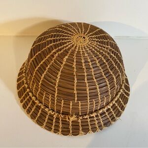 Woven Pine Needle Hat Basket 9” Diameter